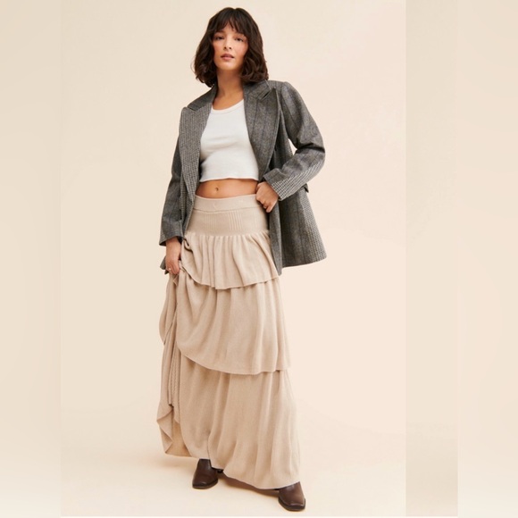 Free People Ruffle Knit Maxi, Size Small - Picture 3 of 6